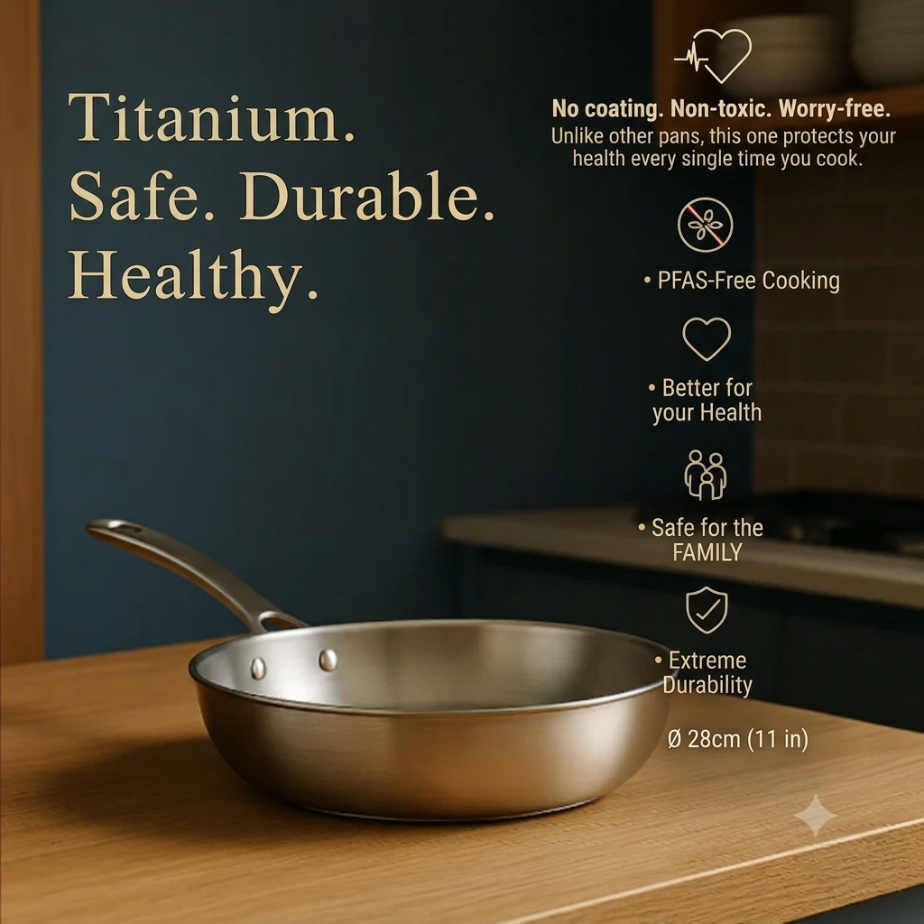 Titanium Frying Pan | Hammered Non-Toxic PFAS-Free Induction Cookware