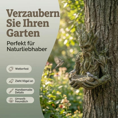 Vogelfutterschaal Boomgezicht Muurmontage Weerbestendig Kunsthars Voederstation Tuin Decoratie Vogelvoeding Waterkom Natuureffect