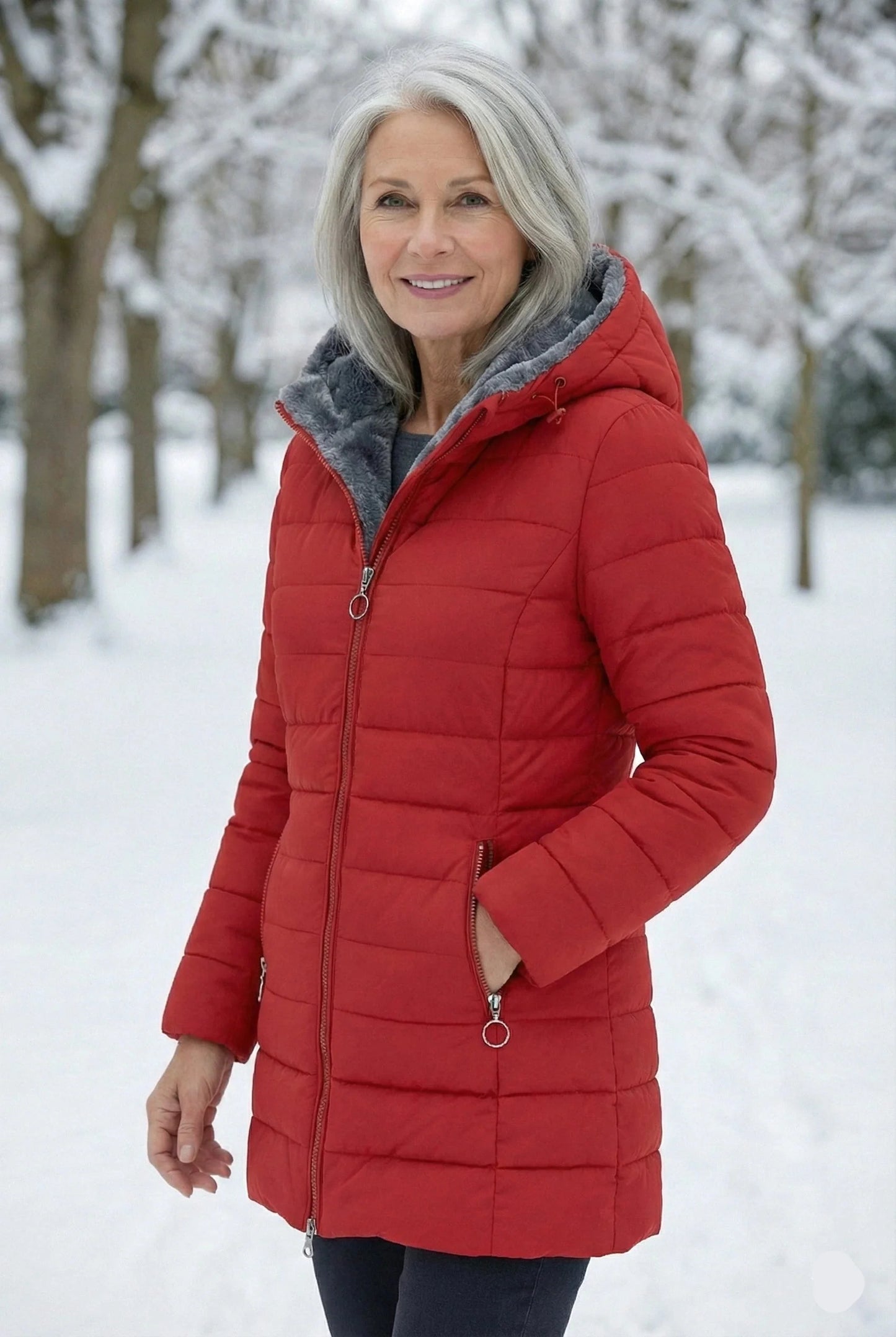 Dames Gewatteerde Winterjas Comfortabele Pasvorm