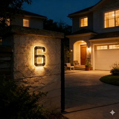 Verlicht Huisnummerbord op Zonne-energie met Automatische LED-Verlichting bij Schemering
