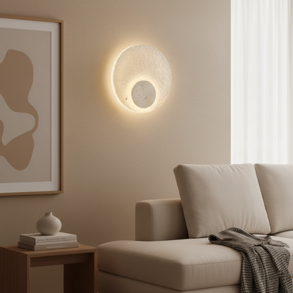 Wandlamp Travertijn Acryl Rond LED Minimalistisch Japandi Ø30 Slaapkamer Hal
