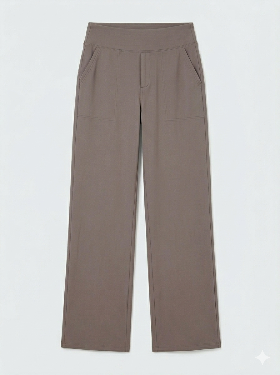 Dames Broek Hoge Taille Rechte Pijpen Met Zakken - StudioMarella