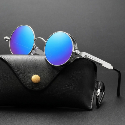 Retro Zonnebril Rond Metalen Montuur UV400 Polariserend Steampunk Stijl