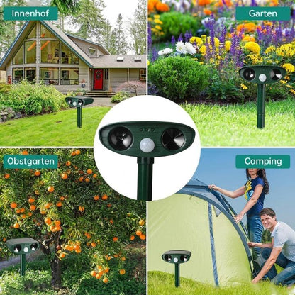 Dierenverschrikker op Zonne-Energie – PIR Bewegingssensor 110°, Bereik 9m, IP44 Weerbestendig voor Tuin en Erf