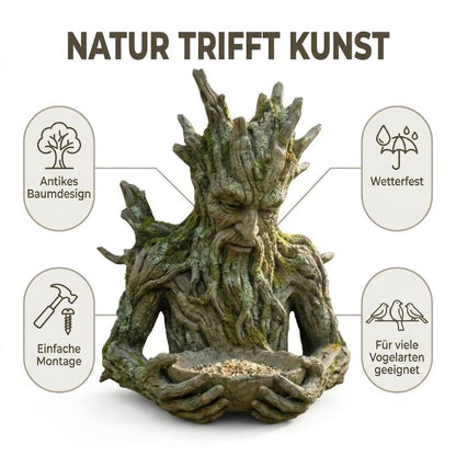 Vogelfutterschaal Boomgezicht Muurmontage Weerbestendig Kunsthars Voederstation Tuin Decoratie Vogelvoeding Waterkom Natuureffect
