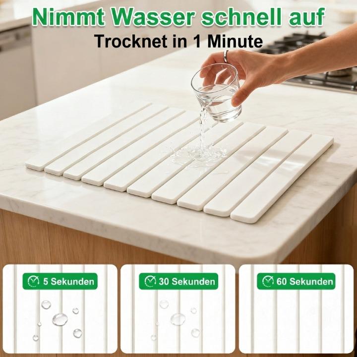Absorberende Mat van Diatomeeënaarde 40×30 cm - Snel Drogend, Opvouwbaar, Keukenaccessoire voor Afwas en Servies