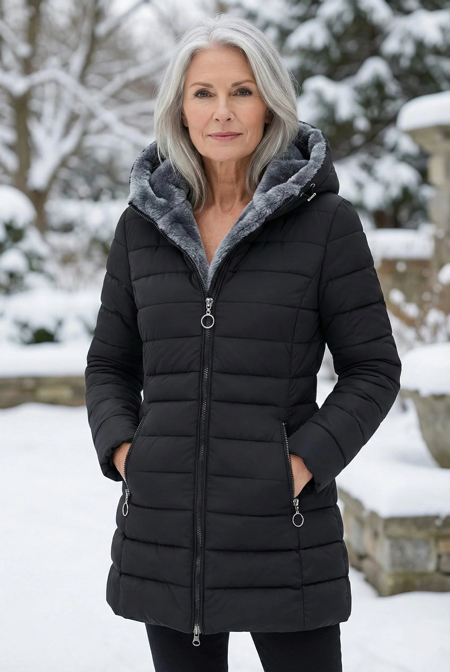 Dames Gewatteerde Winterjas Comfortabele Pasvorm