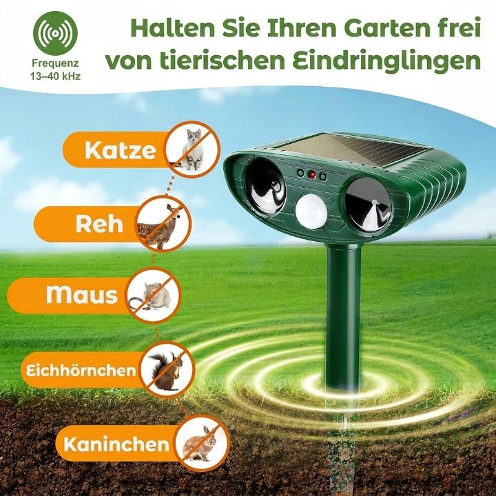 Dierenverschrikker op Zonne-Energie – PIR Bewegingssensor 110°, Bereik 9m, IP44 Weerbestendig voor Tuin en Erf