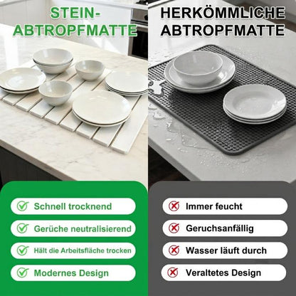 Absorberende Mat van Diatomeeënaarde 40×30 cm - Snel Drogend, Opvouwbaar, Keukenaccessoire voor Afwas en Servies