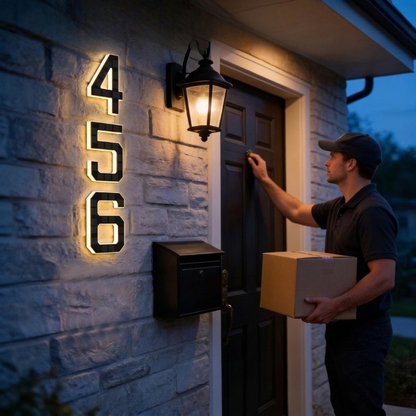 Verlicht Huisnummerbord op Zonne-energie met Automatische LED-Verlichting bij Schemering