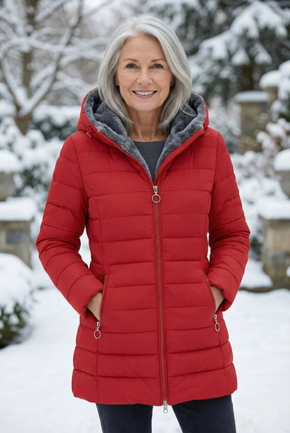 Dames Gewatteerde Winterjas Comfortabele Pasvorm