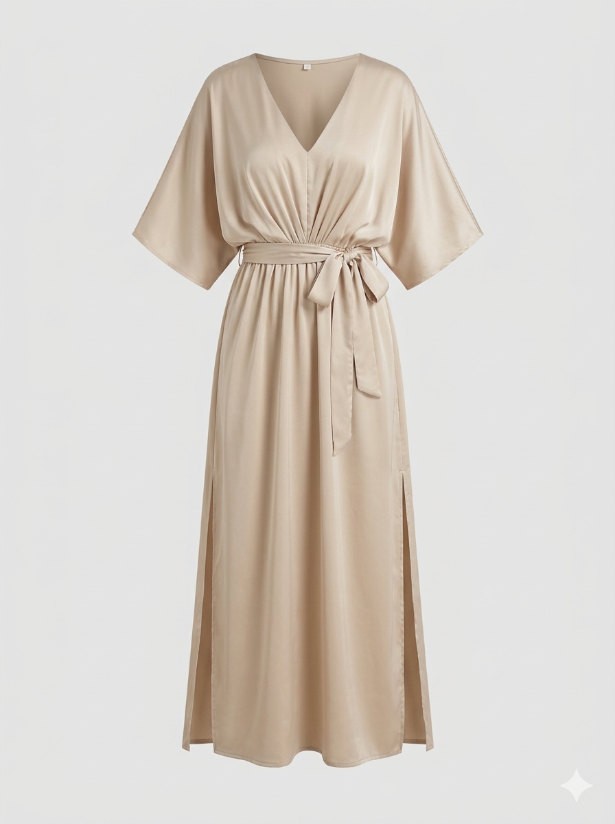 Zomerjurk Dames Maxi V-hals Losse Pasvorm Comfortabel - StudioMarella