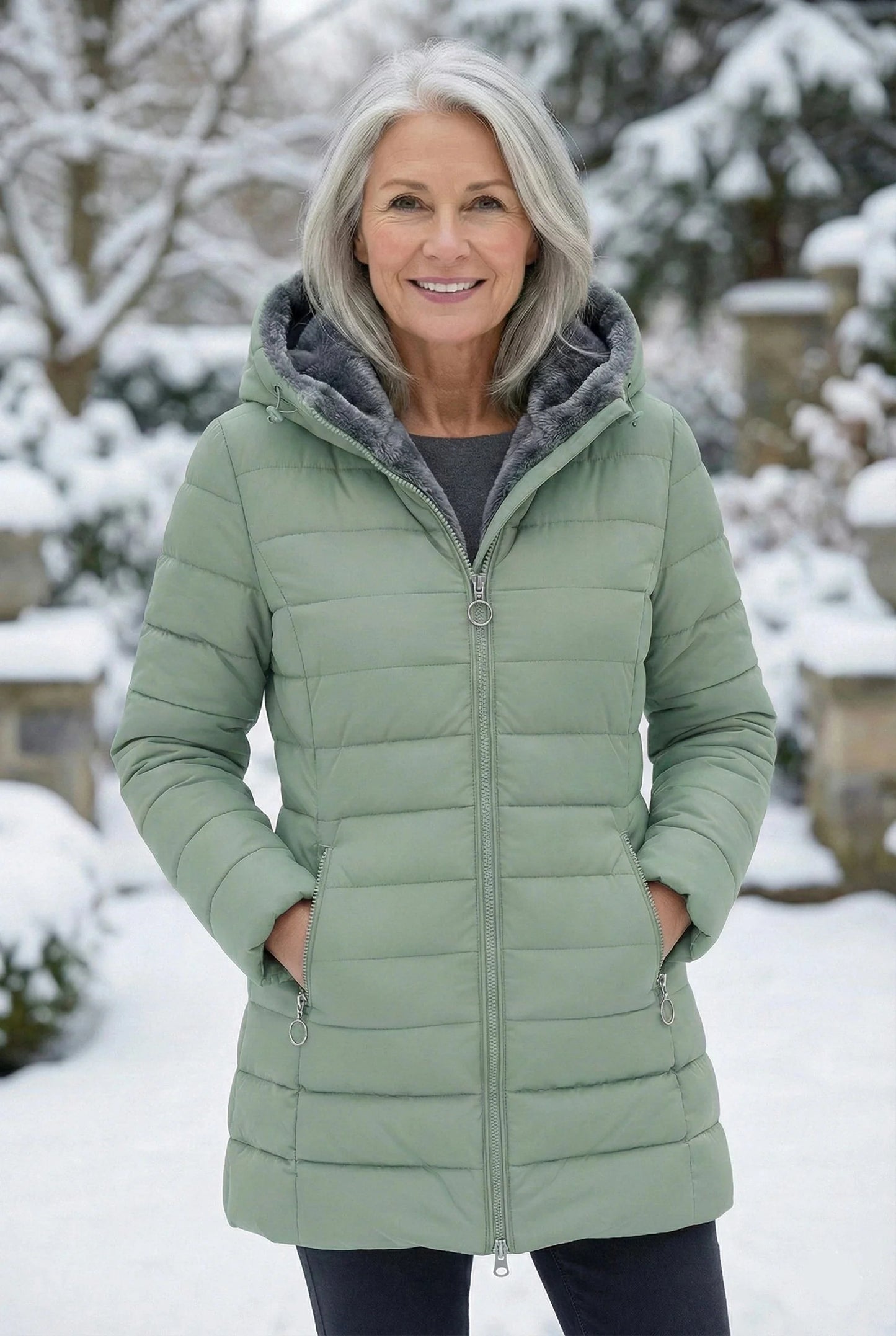 Dames Gewatteerde Winterjas Comfortabele Pasvorm