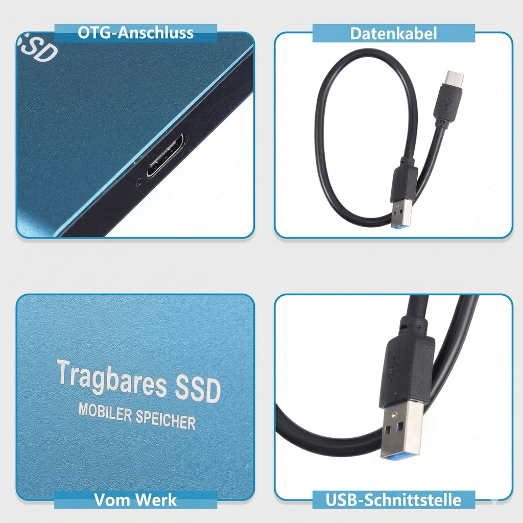 Externe SSD 2TB Ultrasnelle Gegevensopslag Compacte Harde Schijf voor PC Laptop Fotografie