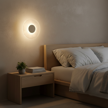 Wandlamp Travertijn Acryl Rond LED Minimalistisch Japandi Ø30 Slaapkamer Hal
