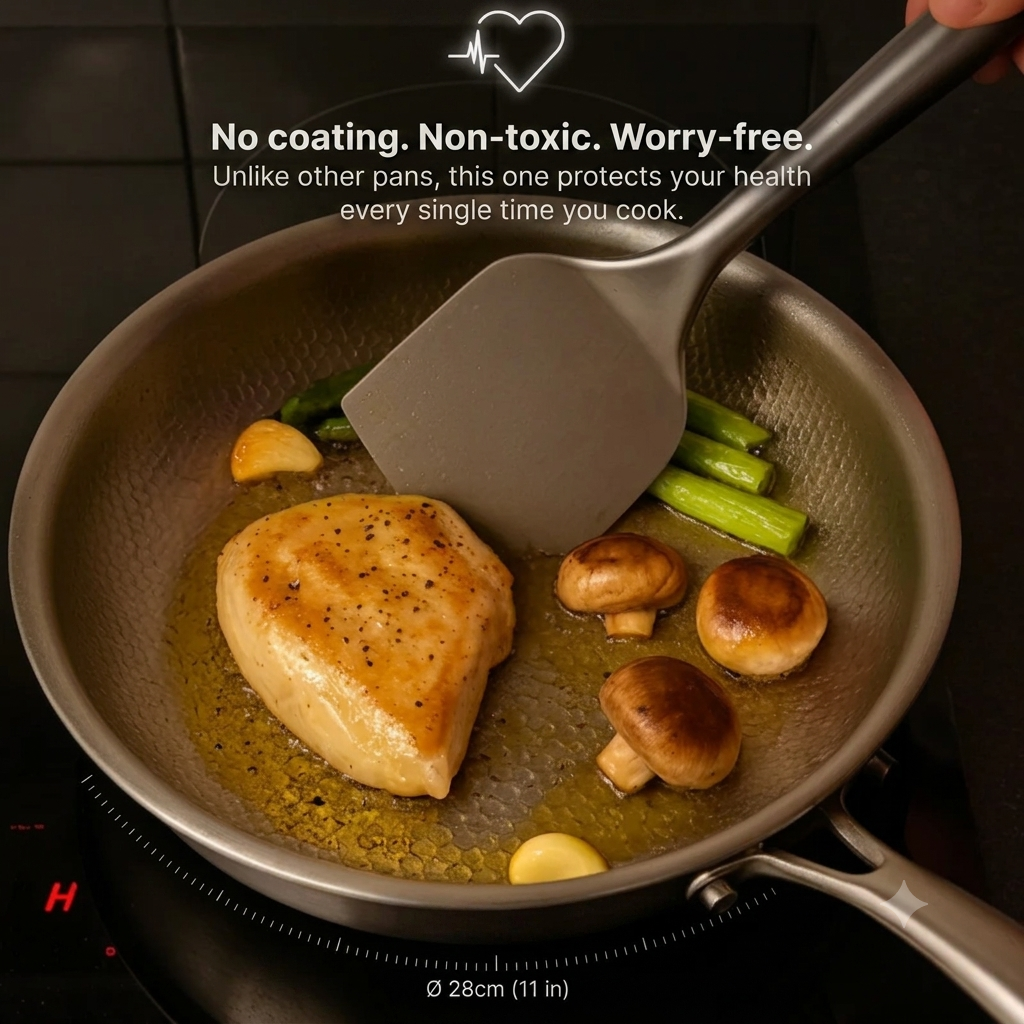 Titanium Frying Pan | Hammered Non-Toxic PFAS-Free Induction Cookware