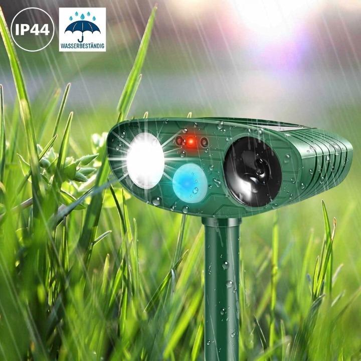 Dierenverschrikker op Zonne-Energie – PIR Bewegingssensor 110°, Bereik 9m, IP44 Weerbestendig voor Tuin en Erf