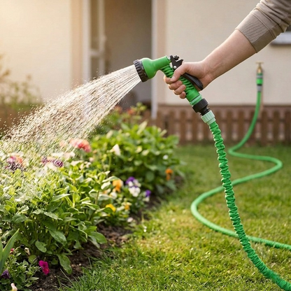 Flexibele Tuinslang 3-Voudig Uitrekbaar met 7-Functies Spuitpistool Groen