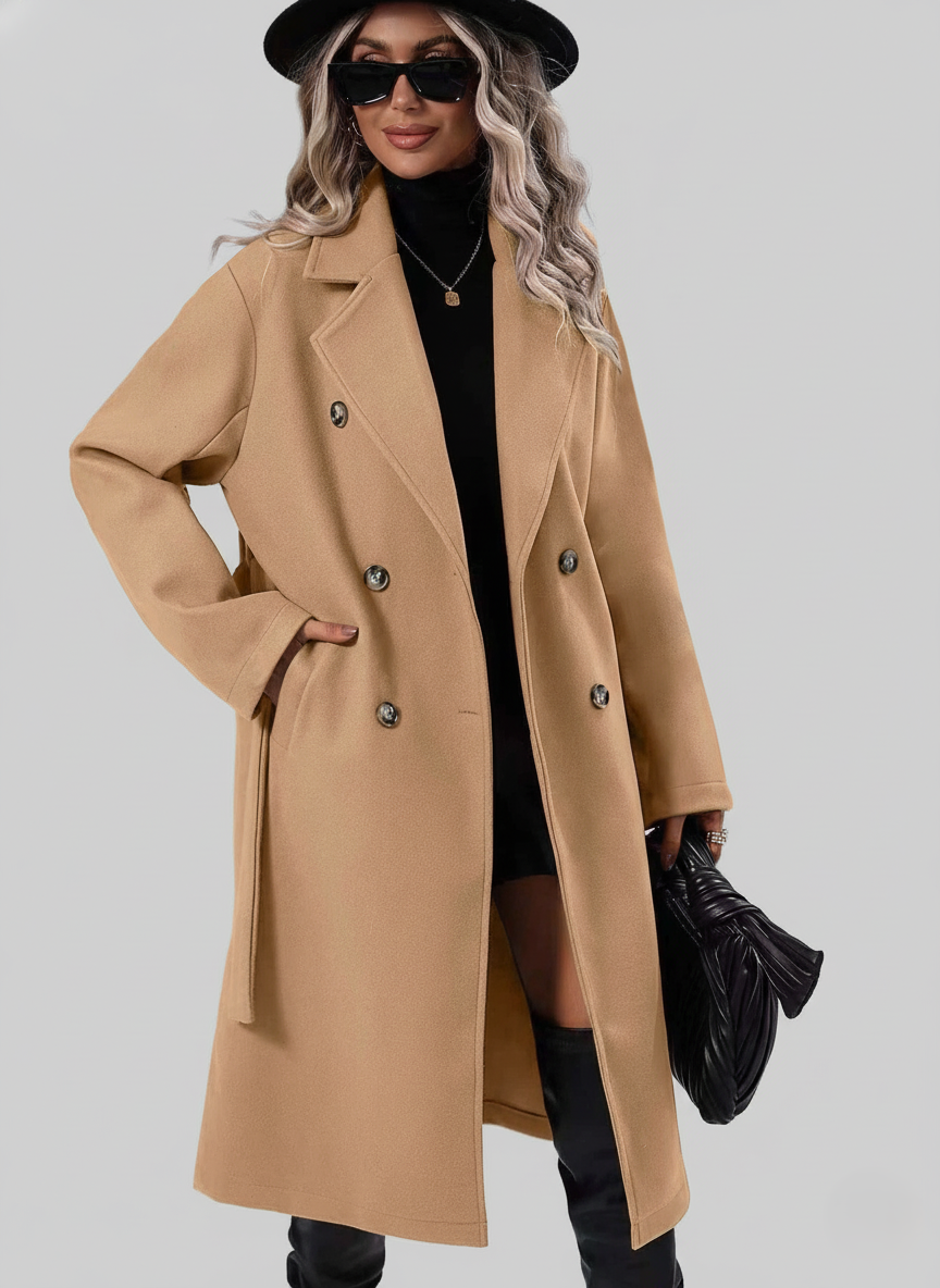 A-Lijn Trenchcoat Dames Dubbelrijig met Ceintuur - StudioMarella