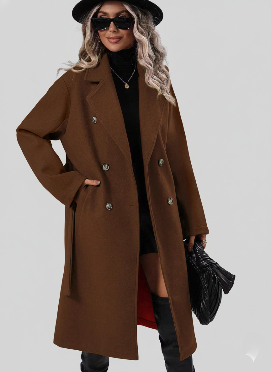 A-Lijn Trenchcoat Dames Dubbelrijig met Ceintuur