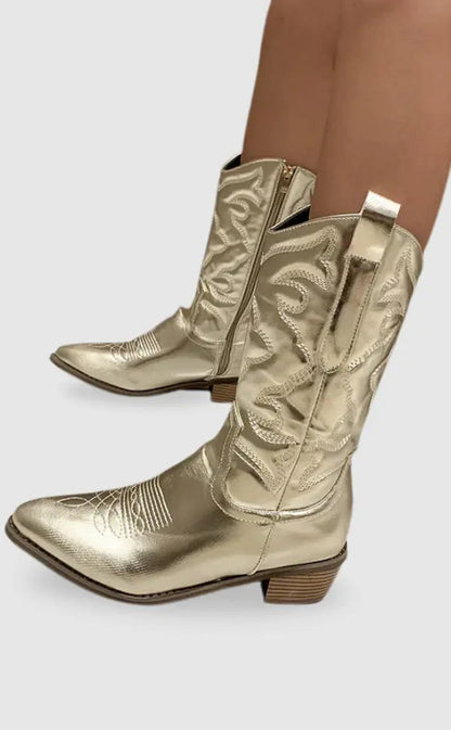 Cowboylaarzen van Metaal Elegant Genève Stijl → Stijlvolle Metalen Cowboylaarzen Elegant