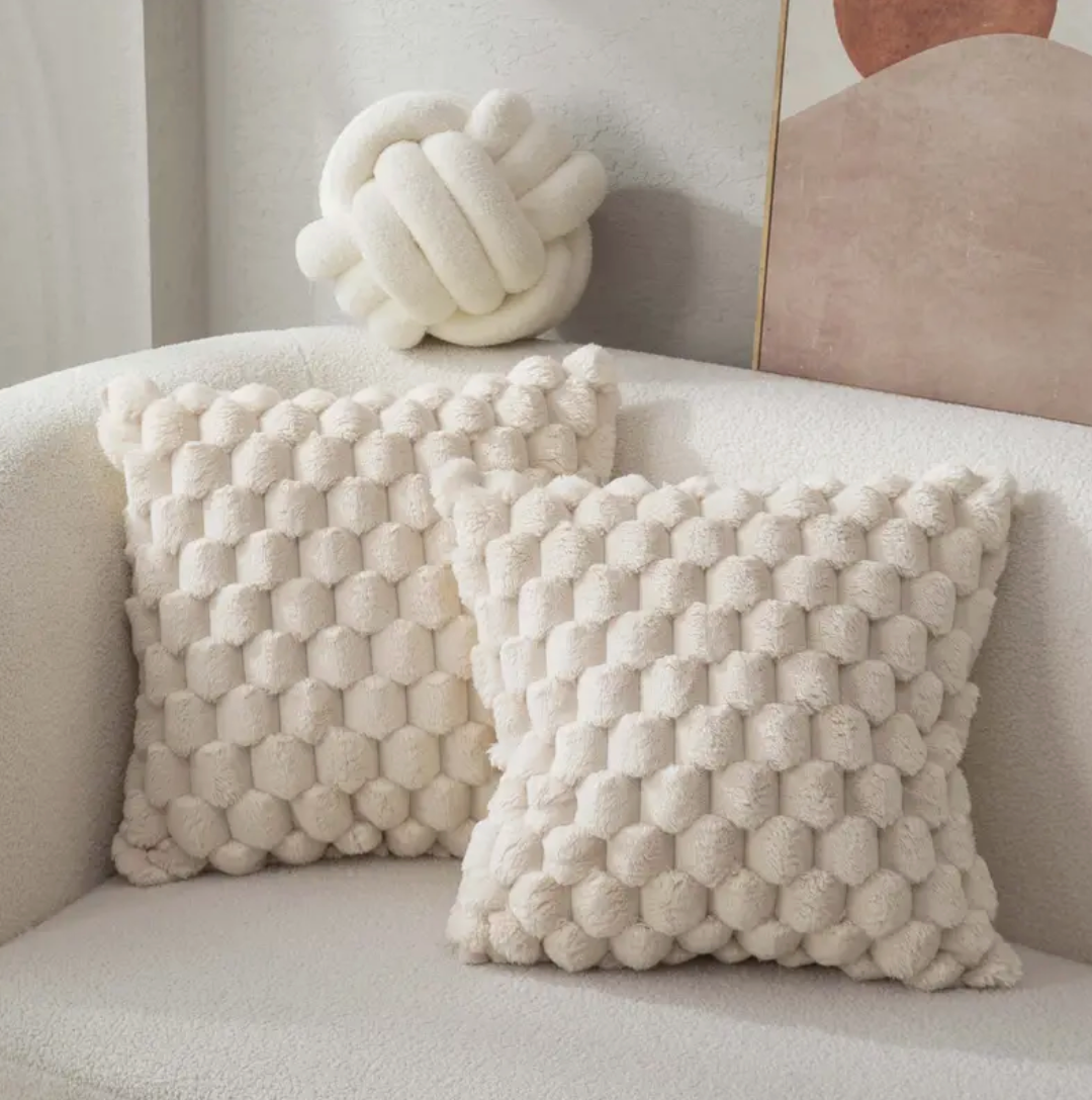 Luxe Kussenhoes Wit Beige Stof - StudioMarella