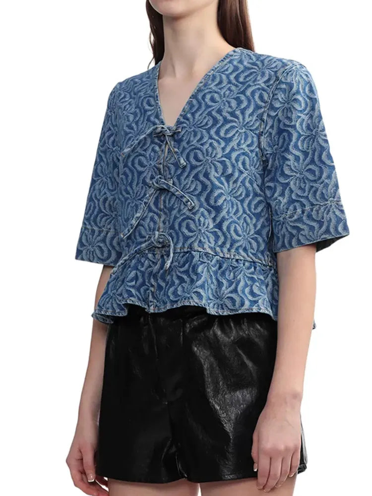 Retro Blouse Met Geometrisch Patroon voor Vrouwen