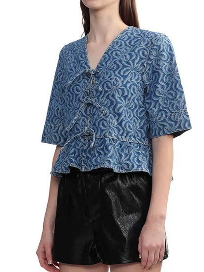 Retro Blouse Met Geometrisch Patroon voor Vrouwen