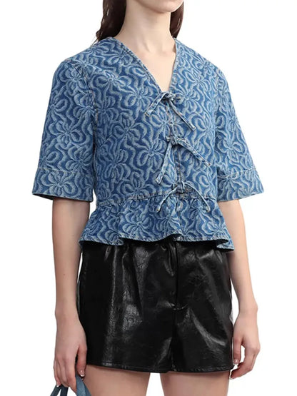 Retro Blouse Met Geometrisch Patroon voor Vrouwen