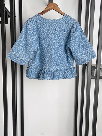 Retro Blouse Met Geometrisch Patroon voor Vrouwen
