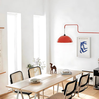 Geometrische Wandlamp Plug-In met Dimfunctie – Rood & Zwart Metalen Design – 3 Maten S/M/L