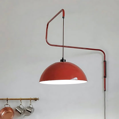 Geometrische Wandlamp Plug-In met Dimfunctie – Rood & Zwart Metalen Design – 3 Maten S/M/L