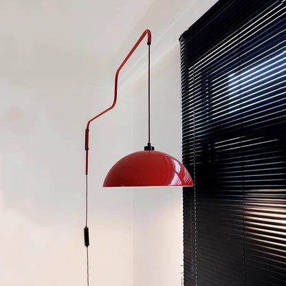 Geometrische Wandlamp Plug-In met Dimfunctie – Rood & Zwart Metalen Design – 3 Maten S/M/L