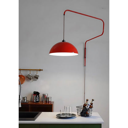 Geometrische Wandlamp Plug-In met Dimfunctie – Rood & Zwart Metalen Design – 3 Maten S/M/L