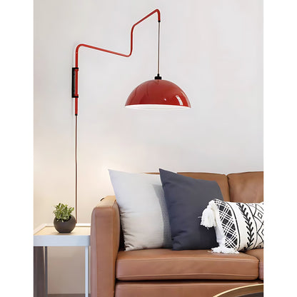 Geometrische Wandlamp Plug-In met Dimfunctie – Rood & Zwart Metalen Design – 3 Maten S/M/L