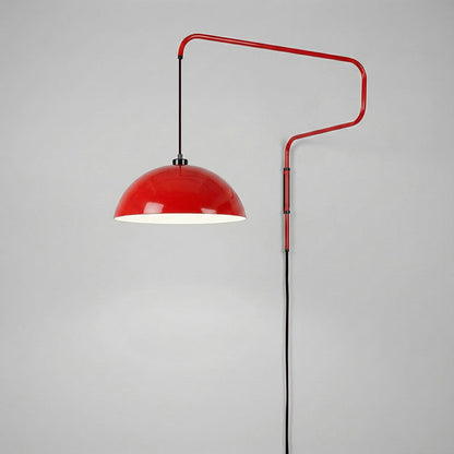 Geometrische Wandlamp Plug-In met Dimfunctie – Rood & Zwart Metalen Design – 3 Maten S/M/L