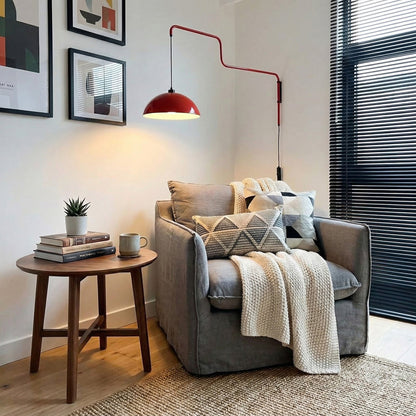 Geometrische Wandlamp Plug-In met Dimfunctie – Rood & Zwart Metalen Design – 3 Maten S/M/L