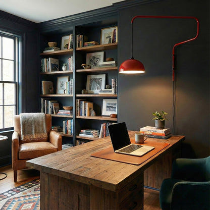 Geometrische Wandlamp Plug-In met Dimfunctie – Rood & Zwart Metalen Design – 3 Maten S/M/L