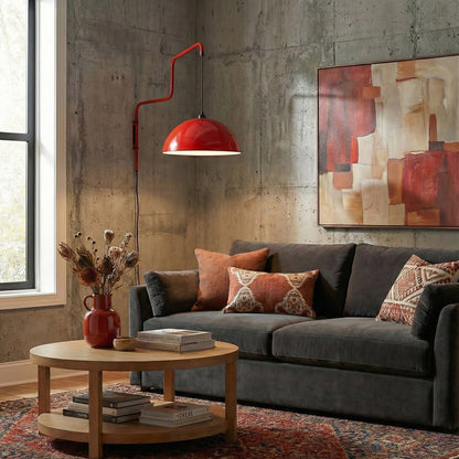 Geometrische Wandlamp Plug-In met Dimfunctie – Rood & Zwart Metalen Design – 3 Maten S/M/L