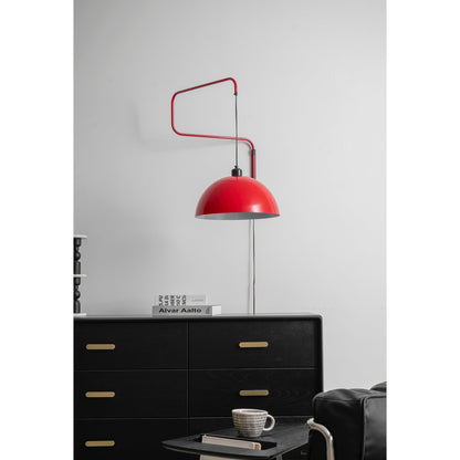 Geometrische Wandlamp Plug-In met Dimfunctie – Rood & Zwart Metalen Design – 3 Maten S/M/L