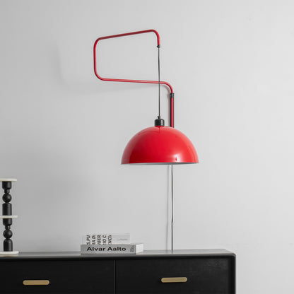 Geometrische Wandlamp Plug-In met Dimfunctie – Rood & Zwart Metalen Design – 3 Maten S/M/L
