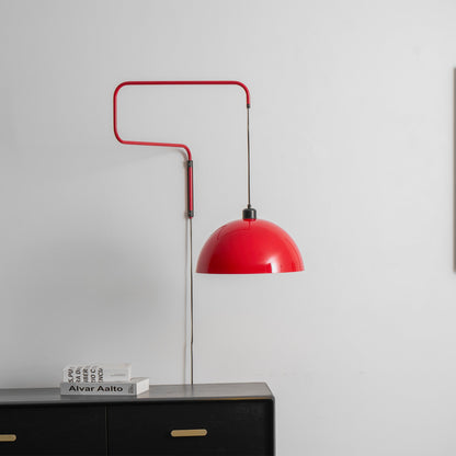Geometrische Wandlamp Plug-In met Dimfunctie – Rood & Zwart Metalen Design – 3 Maten S/M/L