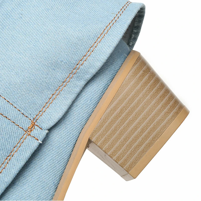 Dames Laarzen Blauwe Denim Stijlvol en Comfortabel