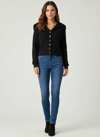 Geribd Cropped Vest met Knopen | Dames Vest 5