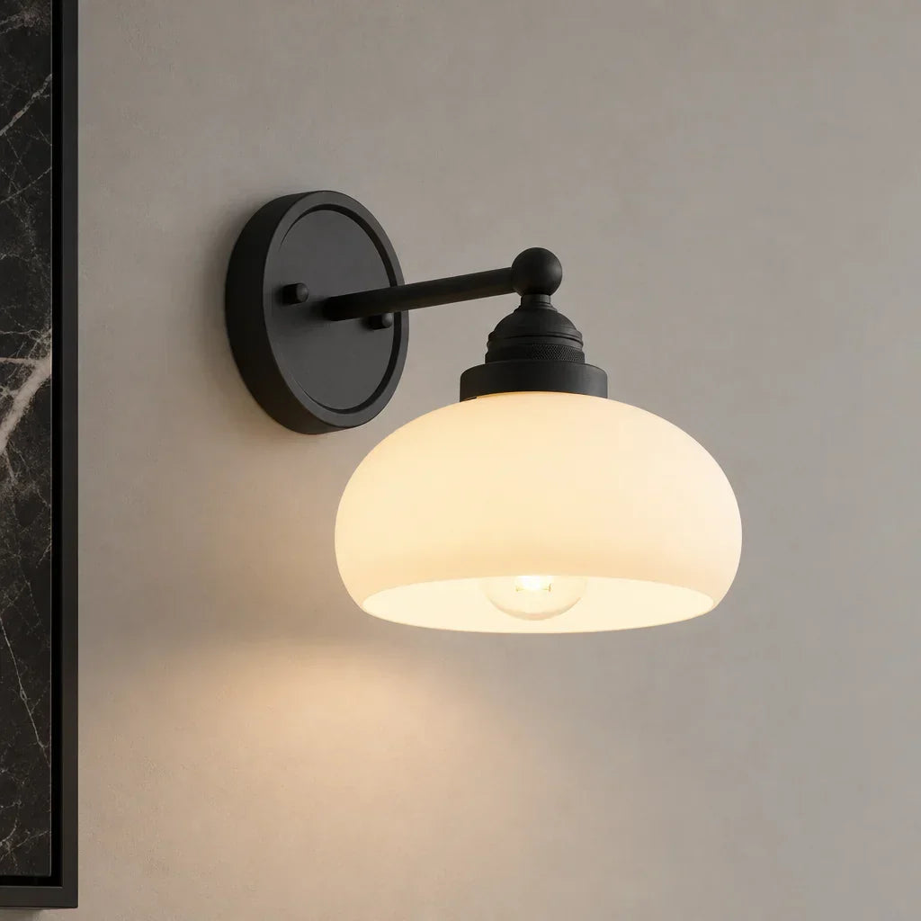 Vintage Wandlamp Melkwit Glas Industriële Stijl Verlichting Slaapkamer Gang