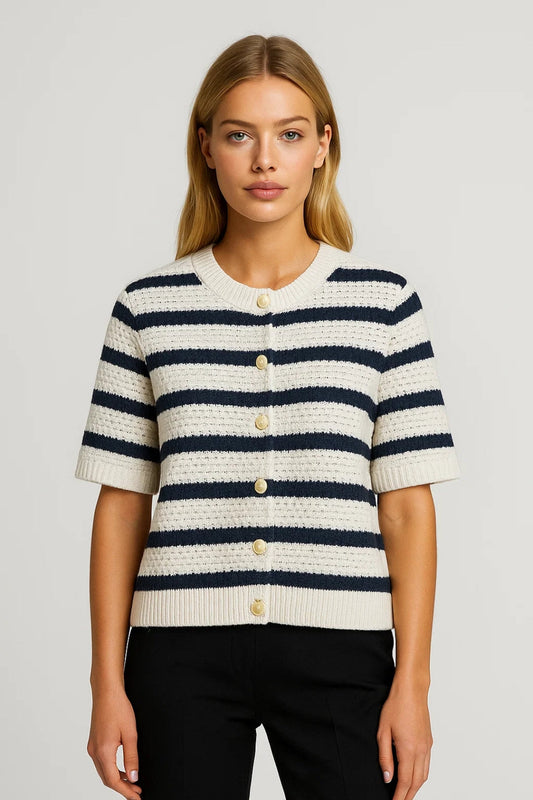 Dames Vest Kort Model Gebreid met Knoopsluiting Casual - StudioMarella