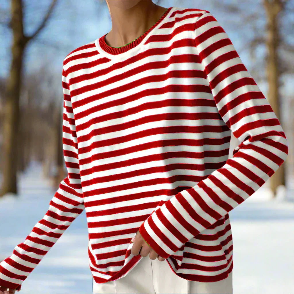 Gestreept Katoenen T-shirt Dames | Lange Mouwen Tops Dames 11