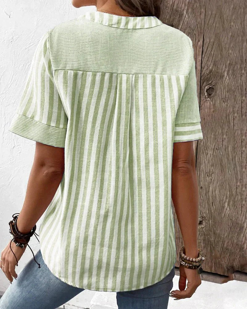 Gestreepte Blouse Dames | Knoopsluiting Relaxed Fit 1