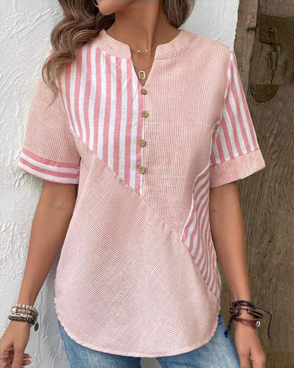 Gestreepte Blouse Dames | Knoopsluiting Relaxed Fit 4