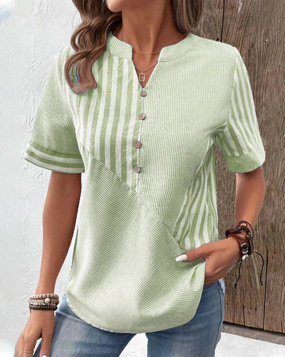 Gestreepte Blouse Dames | Knoopsluiting Relaxed Fit 5